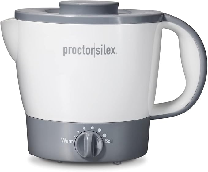 Proctor Silex 32oz Adjustable Temperature Hot Pot, Electric Kettle for Tea, Boiling Water, Cooking Ramen, Noodles and Soup, PFAS-Free Nonstick Coating, White (48507MN)