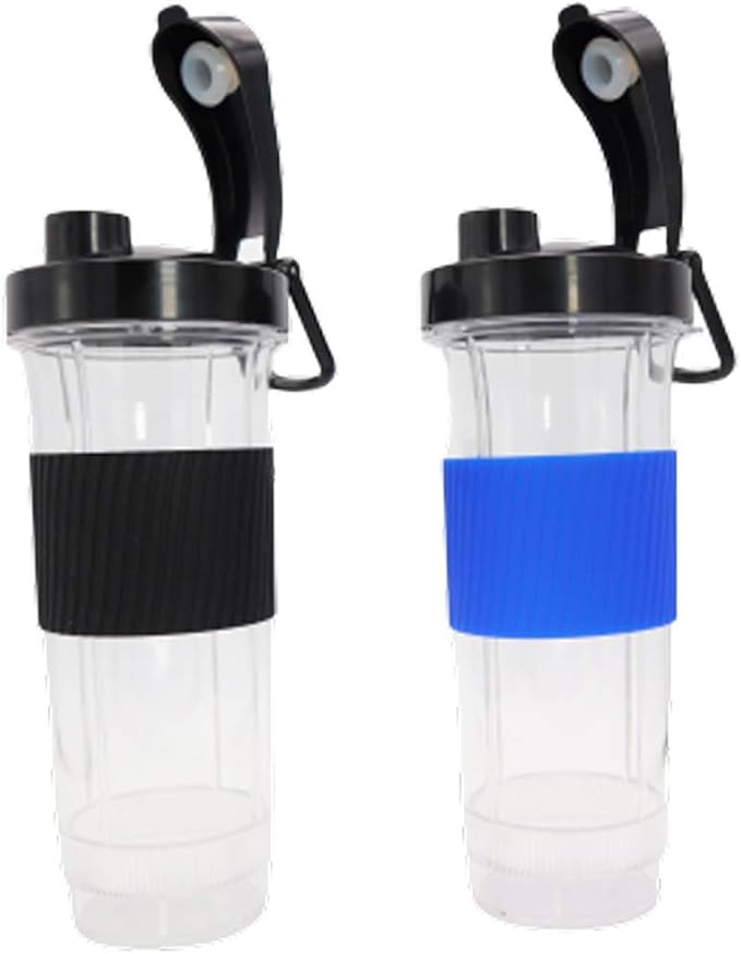 Blendin Replacement Cup with Flip Top To Go Lid - Blender Jar Accessories Compatible with Magic Bullet Blender MB-1001, MB-1001B, MBR-1101, MBR-1701, MBR-1702, MBR-0301-22.5oz Cups (2 Pack)
