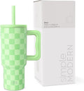 Simple Modern Kids 24 oz Tumbler with Handle and Silicone Straw Lid, Spill Proof & Leak Resistant, Reusable Stainless Steel Bottle, Trek Collection, Lime Checkmate (Pack of 12)