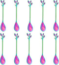 AnSaw Elegant Rainbow Leaf Coffee Spoons - 10-Piece, 4.7" Mini Stainless Steel Espresso & Dessert Tea Spoons, Perfect for Demitasse & Small Servings