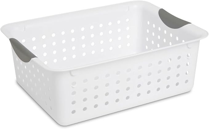 Sterilite 24-Pack Medium Ultra Basket, Open Top Plastic Storage Organizer, White - Classic Baskets for Organizing Countertops, Pantry Shelves, Kitchen Cabinets, Laundry Rooms or Home Offices
