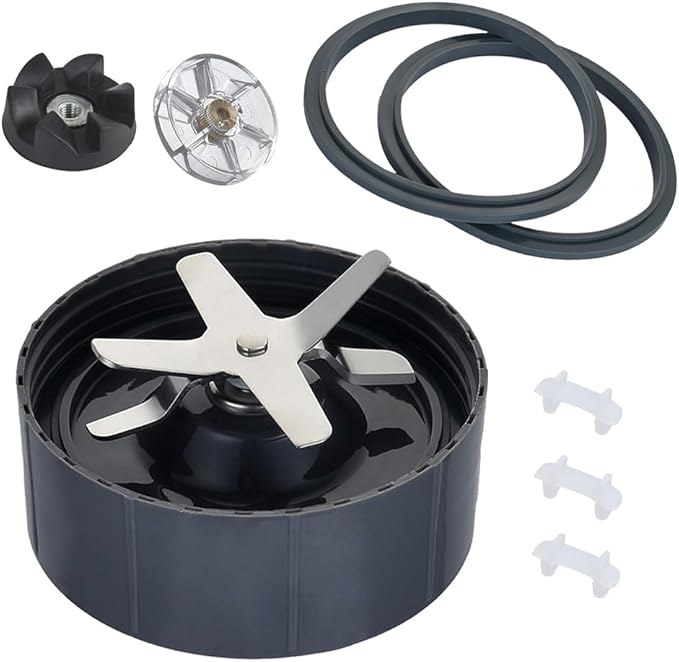 Upgrade Blender Blade Fit for Nutribullet 600w/900w, Replacement Parts Extractor Blade with 2 Rubber Gaskets & 3 Shock Pads & 1 Motor Top Base Gear & 1 Rubber Gear, Blender Accessories (8 Pcs)