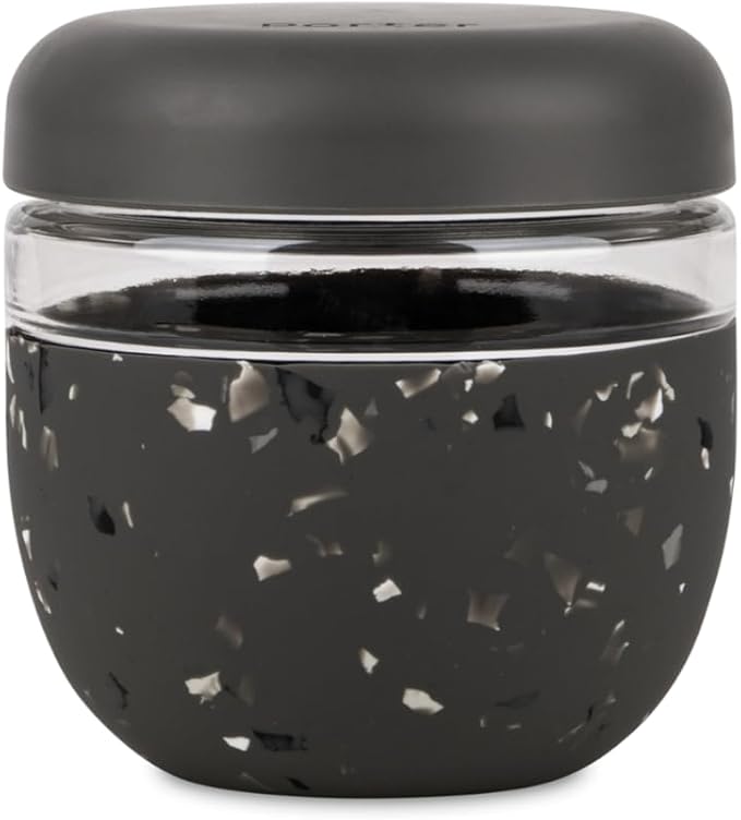 W&P Porter Seal Tight Glass Food Storage Container with Lid, Terrazzo Charcoal 24oz, Leak & Spill Proof Meal Prep Container, Microwave & Dishwasher Safe, Borosilicate Glass