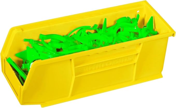 Akro-Mils 30224 AkroBins Plastic Storage Bins, Space-Saving Stackable Bins for Garage, Pantry, Craft Organization, 11" L x 4" W x 4" H, Yellow, 12-Pack