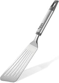 Fish Spatula, Stainless Steel Fish Turner Slotted Metal Spatula for Kitchen Use, Flipper Spatulas for Cast Iron Skillet, Egg, Meat, Cooking and Frying, Dishwasher Safe, Comfortable Handle