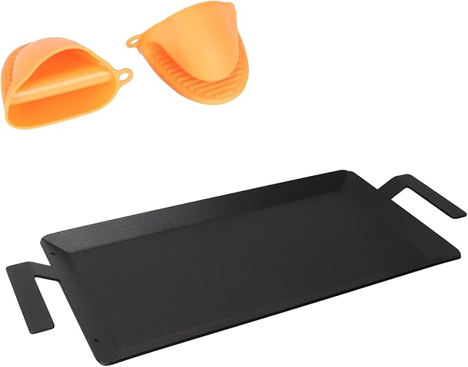 Carbon Steel Griddle for Induction Griddle, Gas Grill, Stove Top, Electric, Oven - 24" x 10" Professional Cookware for Cooktop, Double Burner NonStick Griddle Pan
