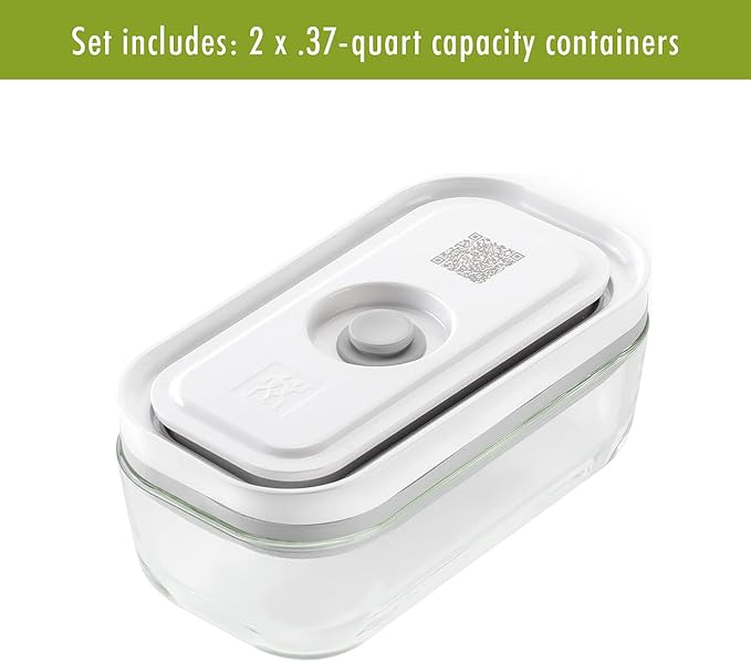 ZWILLING Fresh & Save 2-Piece Small Glass Vacuum Sealer Food Storage Containers with Airtight Lids