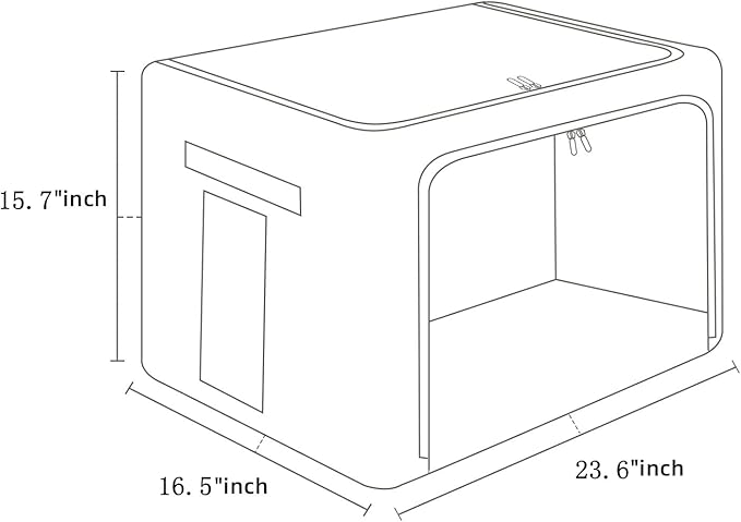 FHSQX Extra Large Clothes Storage Bins Foldable Metal Frame Storage Box Stackable Linen Fabric Box Organizer Set with Carrying Handles and Clear Window (Beige, 23.6x 16.5x 15.7 Inch)