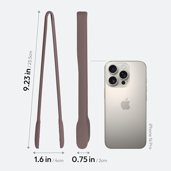 carrotez Silicone Cooking Kitchen Tongs, Anti-Slip,Non-Scratch Serving Tongs 9.25 Inches - Milk Cocoa