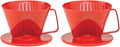 Fino Pour-Over Coffee Brewing Filter Cone, Number 1-Size, Red, Brews 1 to 2-Servings, Set of 2