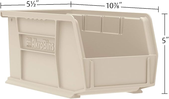 Akro-Mils 30230 AkroBins Plastic Storage Bins, Space-Saving Stackable Bins for Garage, Pantry, Craft Organization, 11-" x 5-" x 5-", Black, 12-Pack
