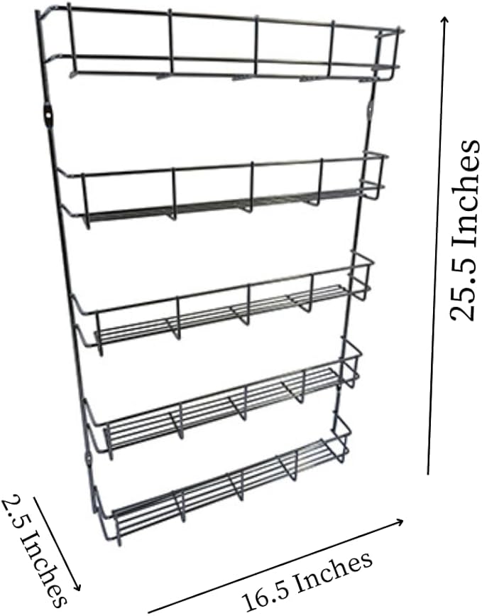 Evelots 5-Tier 40-Jar Hanging Organizer/Wall-Door Mount/Pantry Door Organizer/Large Organizer for Cabinet Door