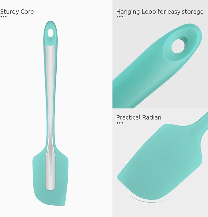 U-Taste 11.38" Silicone Baking Spatula: 480ºF Heat Resistant Food Grade Flexible Rubber Kitchen Bowl Scraper, Seamless Pastry Spreader for Mixing Stirring Scraping in Nonstick Cookware (Aqua Sky)