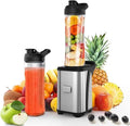 Enfmay Smoothie Blender, 300W Personal Size for Shakes With 2 x 20oz Tritan BPA-Free Portable Sport Travel Bottles, Single Serve Easy To Clean, Silver