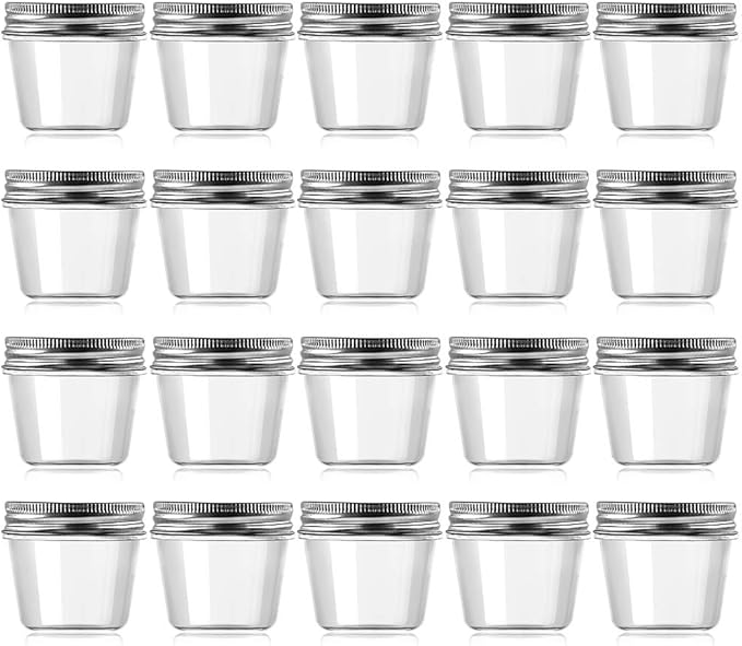 novelinks 4 oz Clear Plastic Jars with Screw-On Lids – Reusable Round Containers for Slime, Food, Spices, Crafts & Kitchen Organization – BPA-Free Storage Jars, 20 Pack