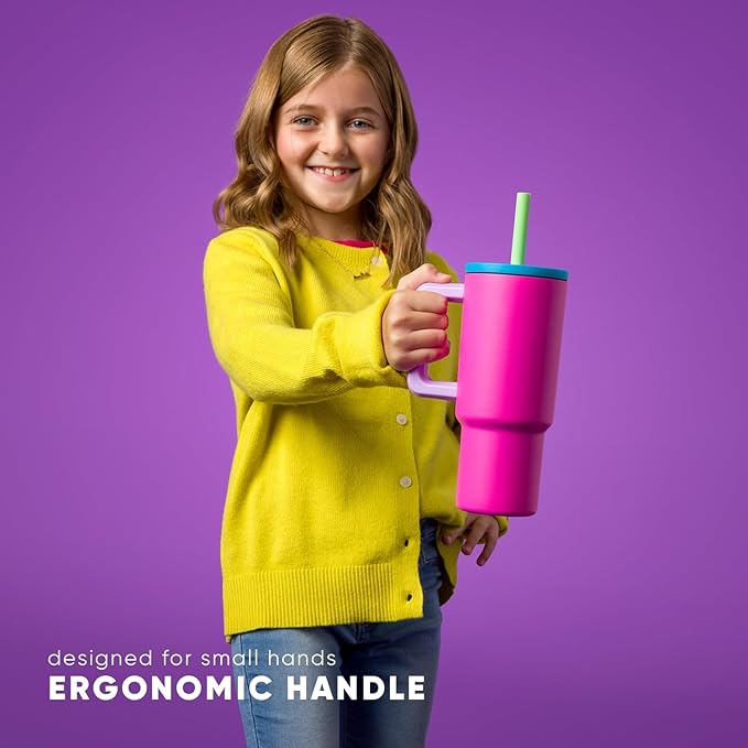 Simple Modern Kids 24 oz Tumbler with Handle and Silicone Straw Lid | Spill Proof and Leak Resistant | Reusable Stainless Steel Bottle | Gift for Kids Boys Girls | Trek Collection | Scout Mix