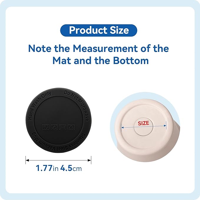 Silicone Bottom Protector for the Bottom of Mugs and Other Containers with a Bottom Diameter of 1.77" 45 mm,Multi-Use Non-Slip Mat (6 Pack)