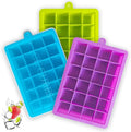 Ice Cube Tray 3 Pack, Silicone Ice Tray with Removable Lid, Easy Release Crushed Ice Trays for Freezer, Stackable 24-Cavity Flexible Ice Cube Molds for Cocktail Whiskey