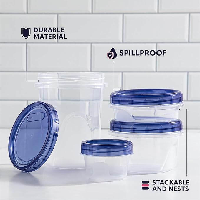 16 Plastic Containers with Screw On Lids - [32 & 16 Oz] - Soup & Salad Food Storage Containers Takeout To Go - Microwave, Freezer & Dishwasher Safe BPA-Free