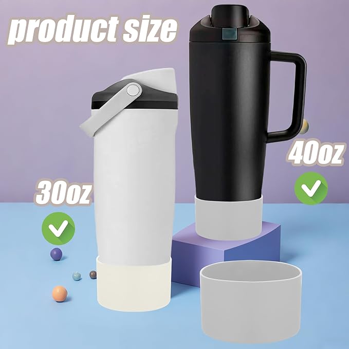Mity rain 2PCS Protective Silicone Boots for Owala 30oz & 40oz FreeSip Sway Bottles & Tumblers - Accessories for owala, Enhances Stability & Prevents Scratches (Ivory & Light Gray)