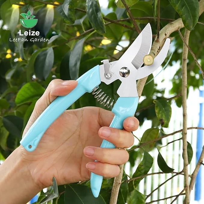 Leize Pruning Shears, Gardening Hand Pruner, Floral Shears, Strong Pruner for Flowers, Branches and Leaves (LightBlueA)