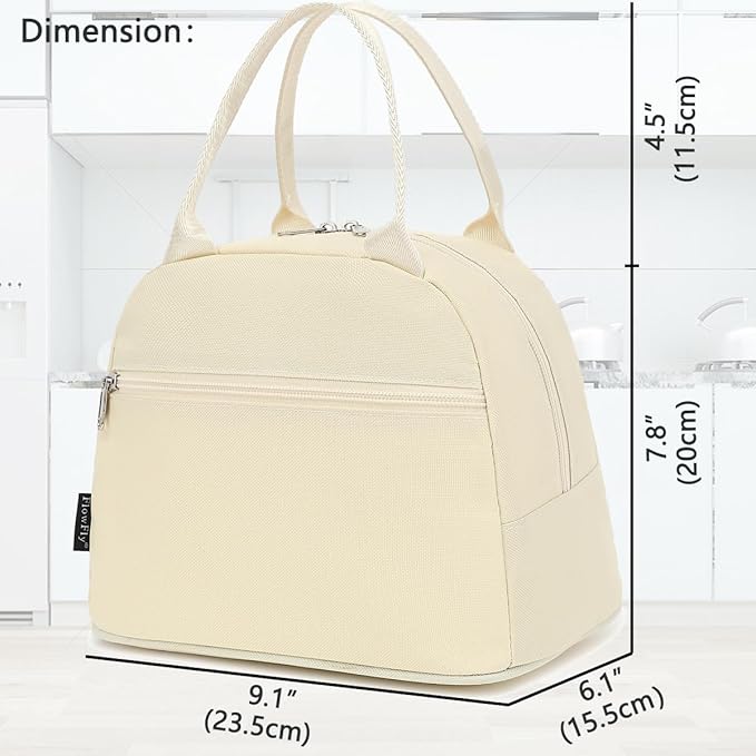 FlowFly Insulated Lunch Cooler Bag - Tote Bag Organizer for Women/Men, Beige