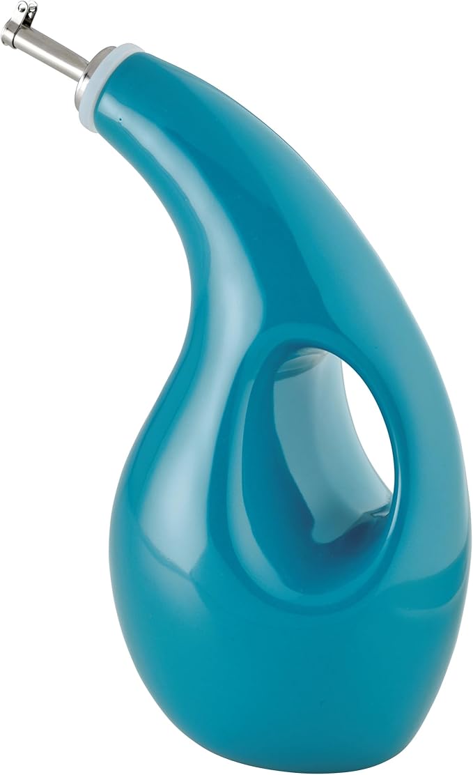 Rachael Ray Ceramics EVOO Oil and Vinegar Dispensing Bottle, 24 Ounce, Turquoise