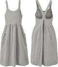 Uaussi Cotton Linen Apron Cross Back Work Apron for Women with Pockets Pinafore Dress X Cross Halter Apron for Chef Gardening
