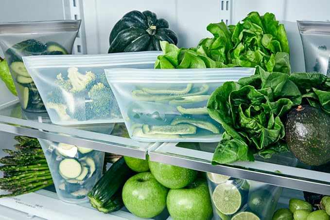 Zip Top Reusable Food Storage Bags | Medium Dish [Teal] | Silicone Meal Prep Container | Microwave, Dishwasher and Freezer Safe | Made in the USA