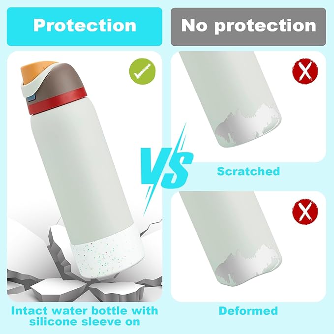 2 PCS Glitter Silicone Boot for Owala Water Bottle, Anti-Slip Protective Sleeve for FreeSip/Twist/Flip Stainless Steel Water Bottles Accessories