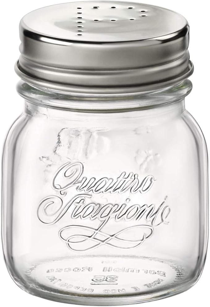 Bormioli Rocco 357760CBD021990 Quattro Stagioni Jar with Salt & Pepper Stainless Lid - Sleeve of 2, 5 oz, Clear