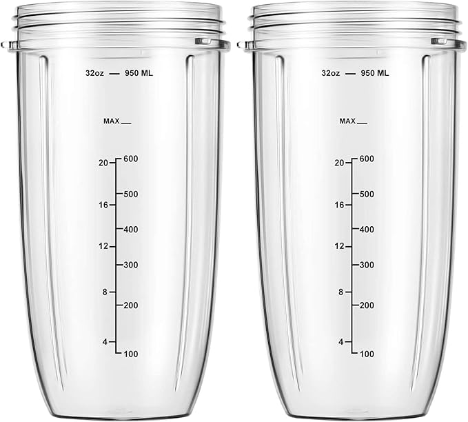 Replacement Parts 32oz Blender Cups (2 Packs) Replacement Blender Cups Compatible with NutriBullet 600w and 900w Blender