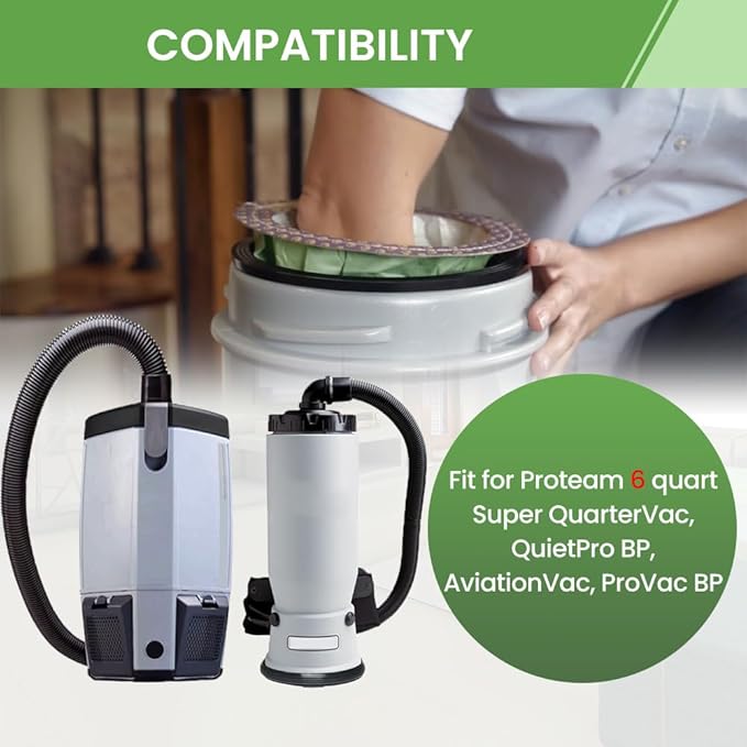 20 Pack 100431 Micro Filter Bags Compatible with ProTeam 6 Quart Backpack Vacuum: Super QuarterVac, QuietPro BP, AviationVac, ProVac BP, Replace Part #100431
