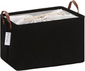 Hinwo 31L Large Storage Bins, Closet Organizers and Storage, Shelf Baskets, Foldable Clothes Storage Baskets with Handles, Containers for Clothing, Blanket, Towels, Toys, Bedding (Black)