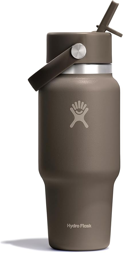 Hydro Flask Travel Water Bottle - Insulated Stainless Steel - Wide Straw Lid, Non Spill, Leakproof in 24 Oz Sandpiper