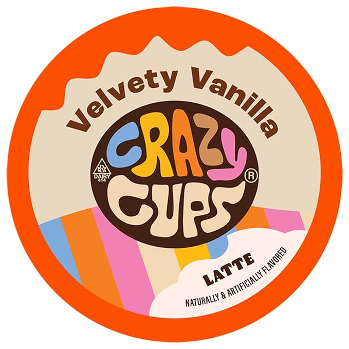 Crazy Cups Velvety Vanilla Latte Pods - Single Serve for Keurig K Cup Brewers, 22 Count