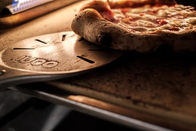 ooni Pizza Turning Peel - 7 Inch Aluminum Perforated Pizza Peel, Lightweight Metal Pizza Turner with Long Handle, Pizza Tools, Pizza Oven Accessories