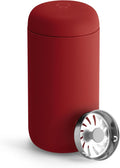 Fellow 12 oz Carter Move Travel Mug - Vacuum-Insulated Stainless Steel Travel Coffee Mug - Coffee Tumbler with Ceramic Interior and Splash Guard - Red