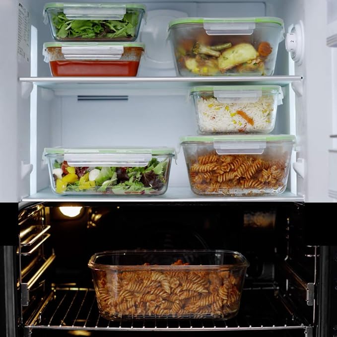 120 oz Large Glass Food Storage Containers with Airtight Lids 3.5 L Family Size Extra Large Bakeware Marinating Lock Baking Dish Container Glass Bowls Rectangle