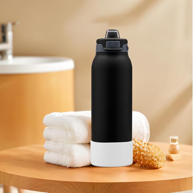 2 PCS Silicone Bottom for Ello Pop 32 OZ Water Bottle, Water Boot for Ello Pop,Avoid Scratches and Noise(white color 32oz)