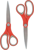 Westcott School Scissors, All-Purpose Student Scissors for Ages 12+, Ideal for Crafting and School Projects, Back-to-School, School Supplies, Classroom Supplies, 7-Inch, 2-Pack, Red/Gray
