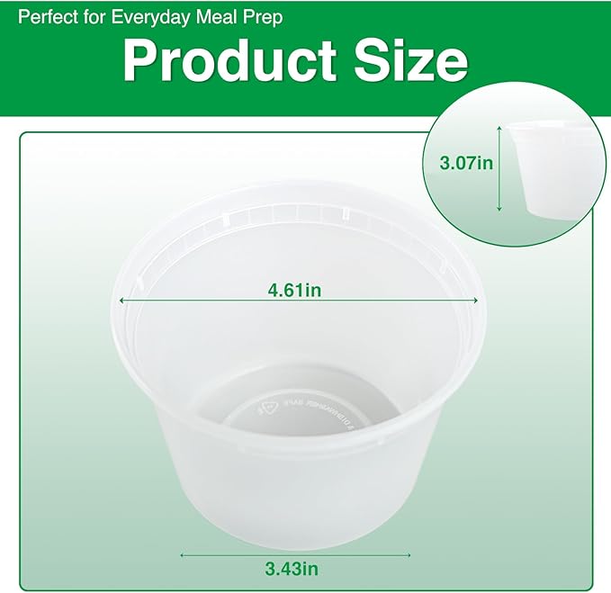 Deli Food Containers with Lids 16 oz-50 Pack Meal Prep Containers Food Storage Containers with Lids Stackable, Leakproof, BPA Free, Microwave Dishwasher Freezer Safe for Takeout Meal