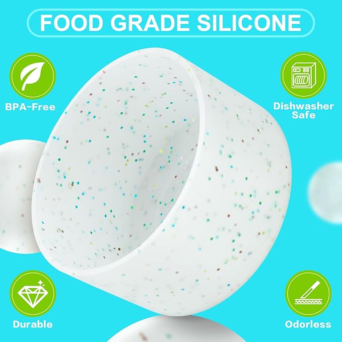 2 PCS Glitter Silicone Boot for Owala Water Bottle, Anti-Slip Protective Sleeve for FreeSip/Twist/Flip Stainless Steel Water Bottles Accessories