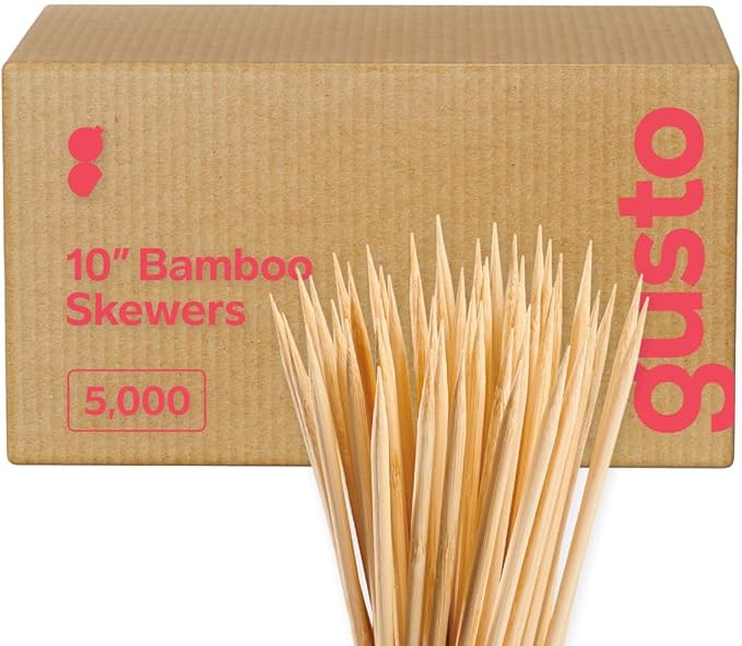 Comfy Package [Case of 5,000] 10 Inch Bamboo Wooden Skewers For Grilling, Shish Kabob, Fruits, Appetizers, and Cocktails