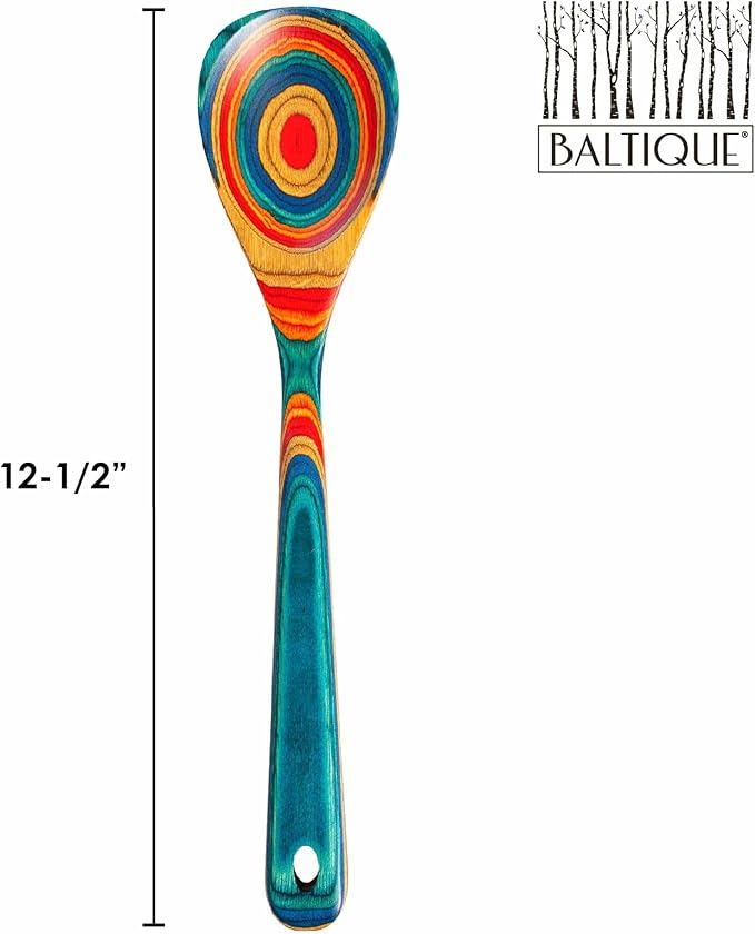 Totally Bamboo Baltique Montego Bay Collection 12-1/2" Wooden Cooking Spoon, Safe for Nonstick