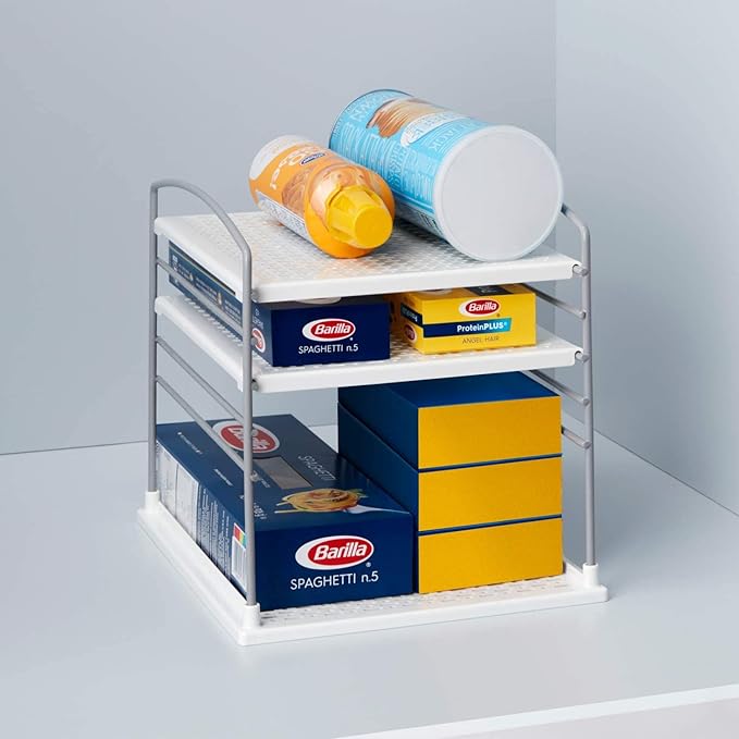 YouCopia UpSpace Adjustable Box Organizer for Foil Wrap and Kitchen Cabinet Storage, Original, White
