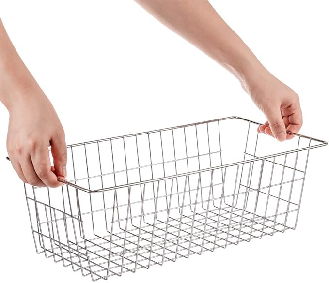 SANNO 15.7" Freezer Baskets Refrigerator Storage Baskets Bins Wire Storage Baskets Bin Organizer Food,Kitchen, Basket Organizers Bins for Home, Bathroom, Closet, Plating 4 pack