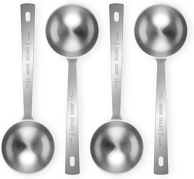 4Pcs Coffee Scoop Spoon - 1 Tablespoon 15ML Stainless Steel Long Handle Measuring Spoons for Ground Coffee, Loose Tea and Powder