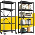 REIBII Storage Shelves for Storage with Wheels 1158LBS Heavy Duty Metal Shelving Unit Rolling Adjustable 5-Tier Pantry Shelves Kitchen Shelves Garage Shelving Utility Rack 2 Pack