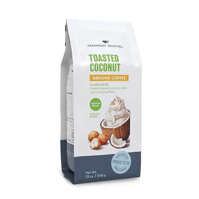 Paramount Roasters Toasted Coconut Ground Coffee, 1-12 ounce package medium roast from Paramount Coffee Company